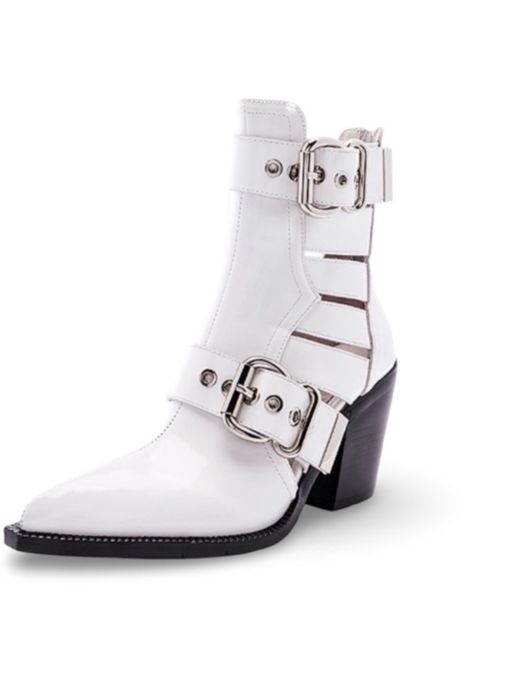 Jeffrey Campbell Guadalupe White Leather Ankle Bootie Size 8